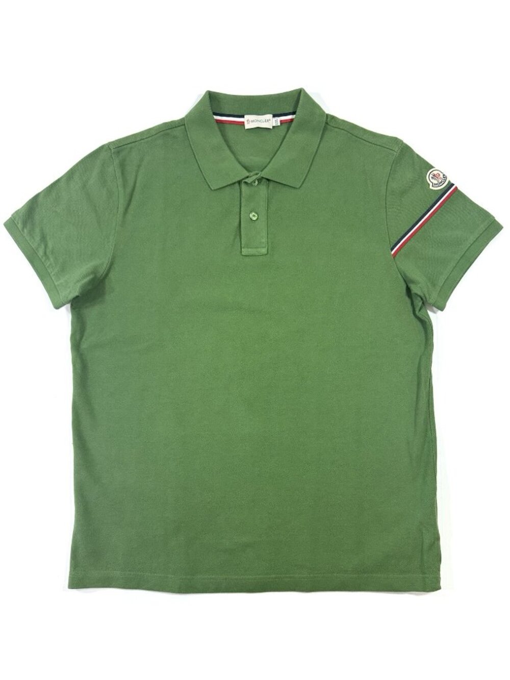 Moncler Mens Maglia Polo Manica Corta Pique Short Sleeve Shirt Size L/XL Green